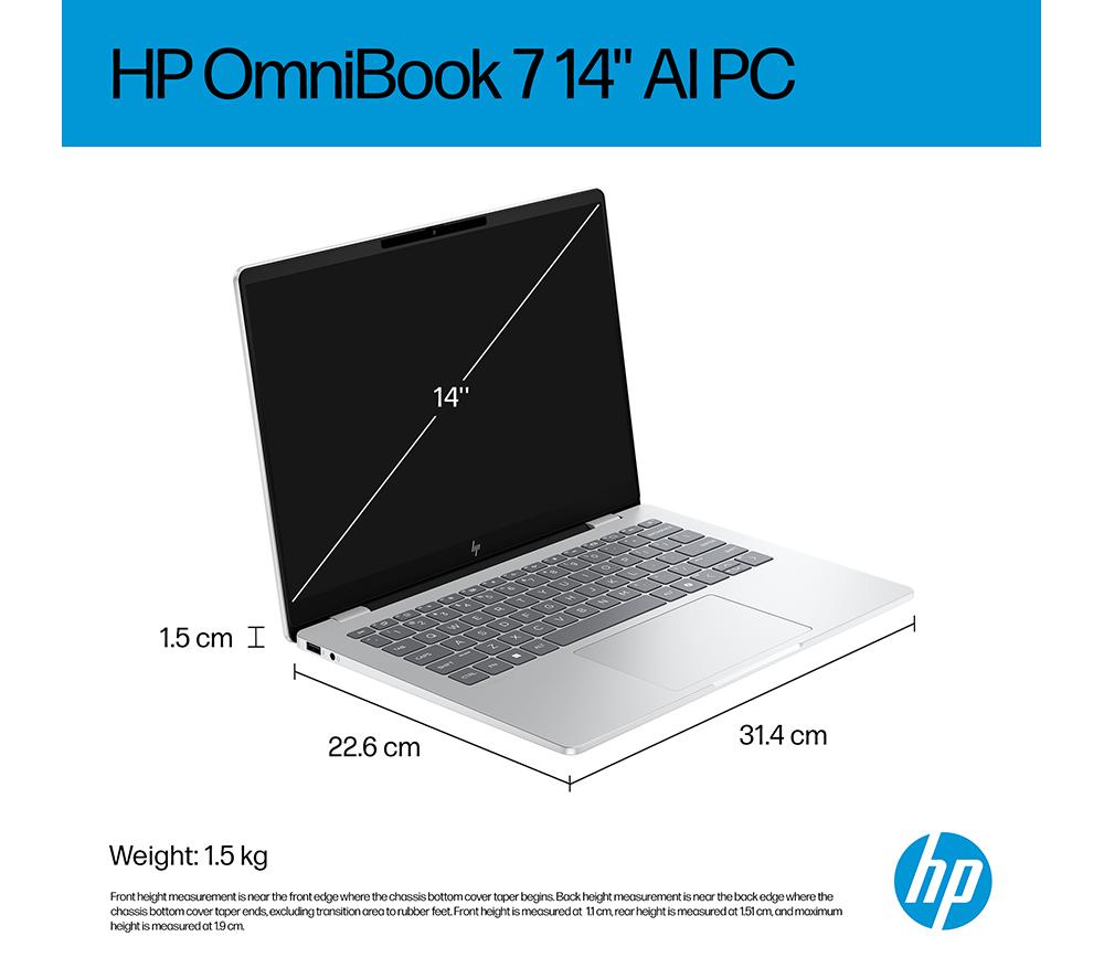 Portátil HP OmniBook 7 AI de 14" - Intel® Core™ Ultra 5, 512 GB SSD, plata