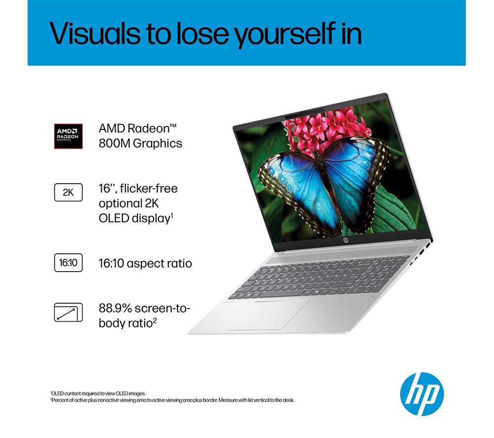 Portátil HP OmniBook 5 NGAI de 16", Copilot+ PC - AMD Ryzen AI 7, SSD de 512 GB, Plata Glaciar