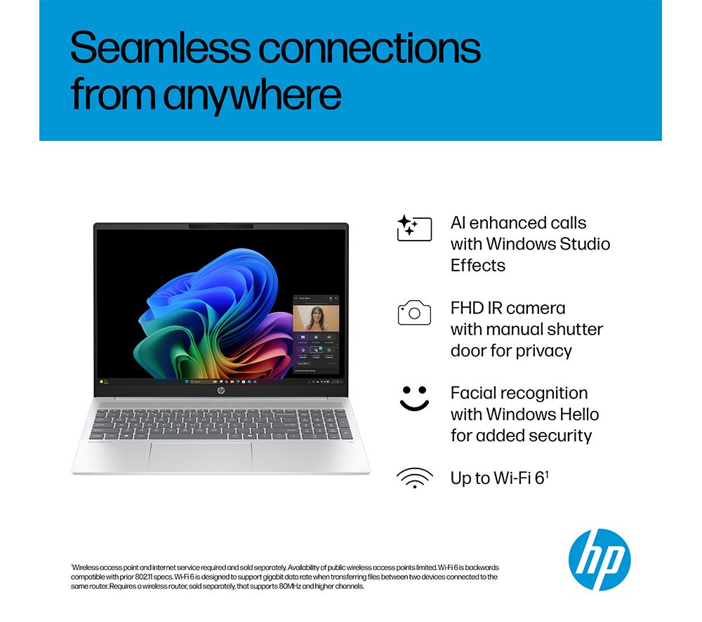 Portátil HP OmniBook 5 NGAI de 16", Copilot+ PC - AMD Ryzen AI 7, SSD de 512 GB, Plata Glaciar