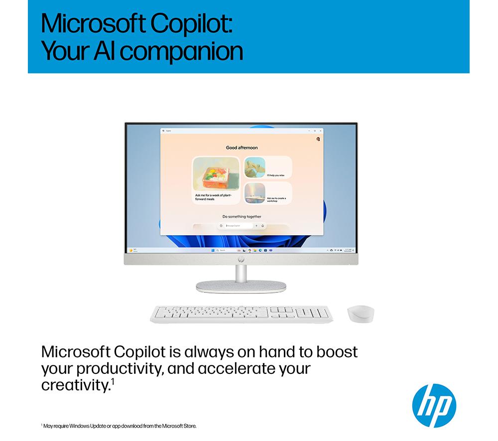 HP 24-cr2002na 23.8" All-in-One PC - Intel® Core™ Ultra 5, 1 TB SSD, White