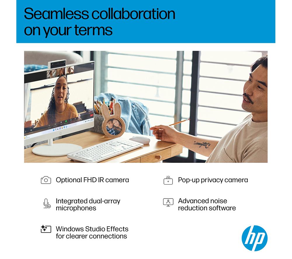 HP 24-cr2002na 23.8" All-in-One PC - Intel® Core™ Ultra 5, 1 TB SSD, White