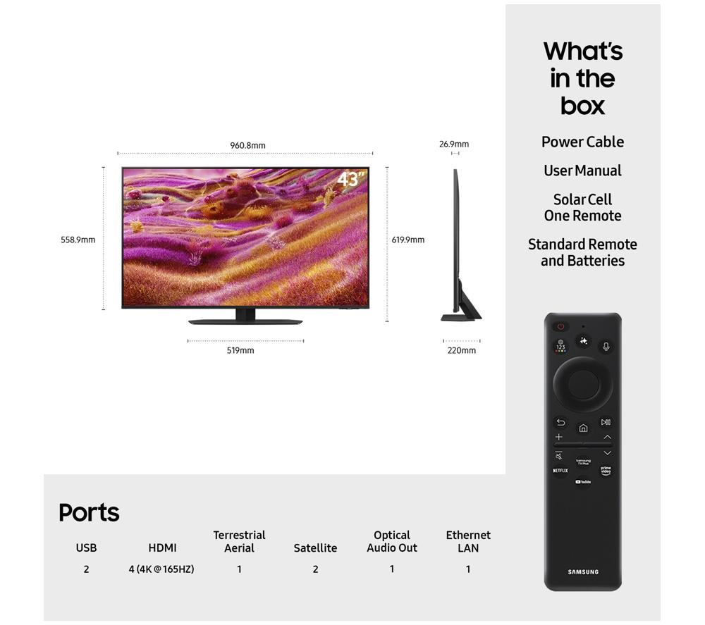 SAMSUNG QN90F Neo QLED 4K Mini LED Smart TV con IA de Visión de 43" 2025 - QE43QN90F