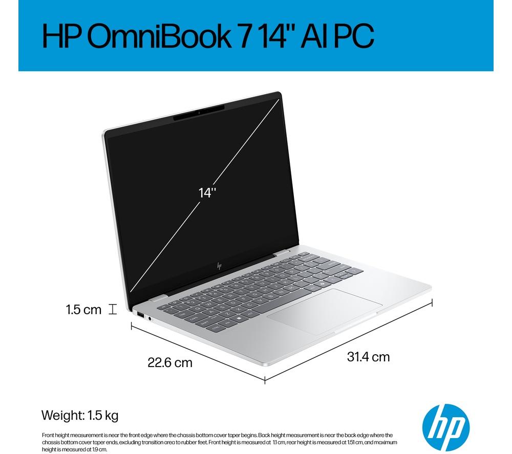 HP OmniBook 7 AI 14" Laptop - Intel® Core™ Ultra 7, 1 TB SSD, Silver