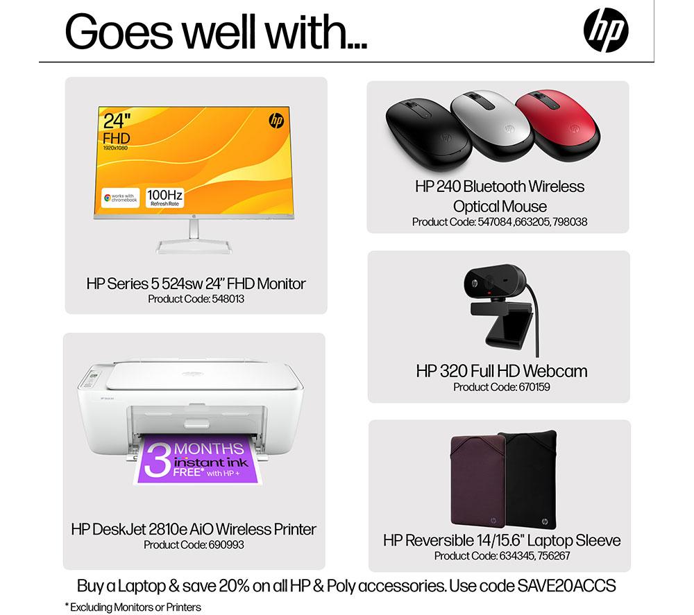 HP 14-dq6500sa 14" Laptop - Intel® N150, 128 GB UFS, White