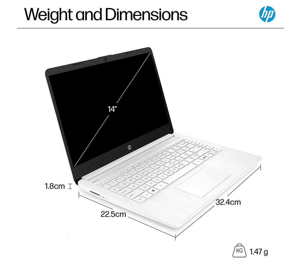 HP 14-dq6500sa 14" Laptop - Intel® N150, 128 GB UFS, White