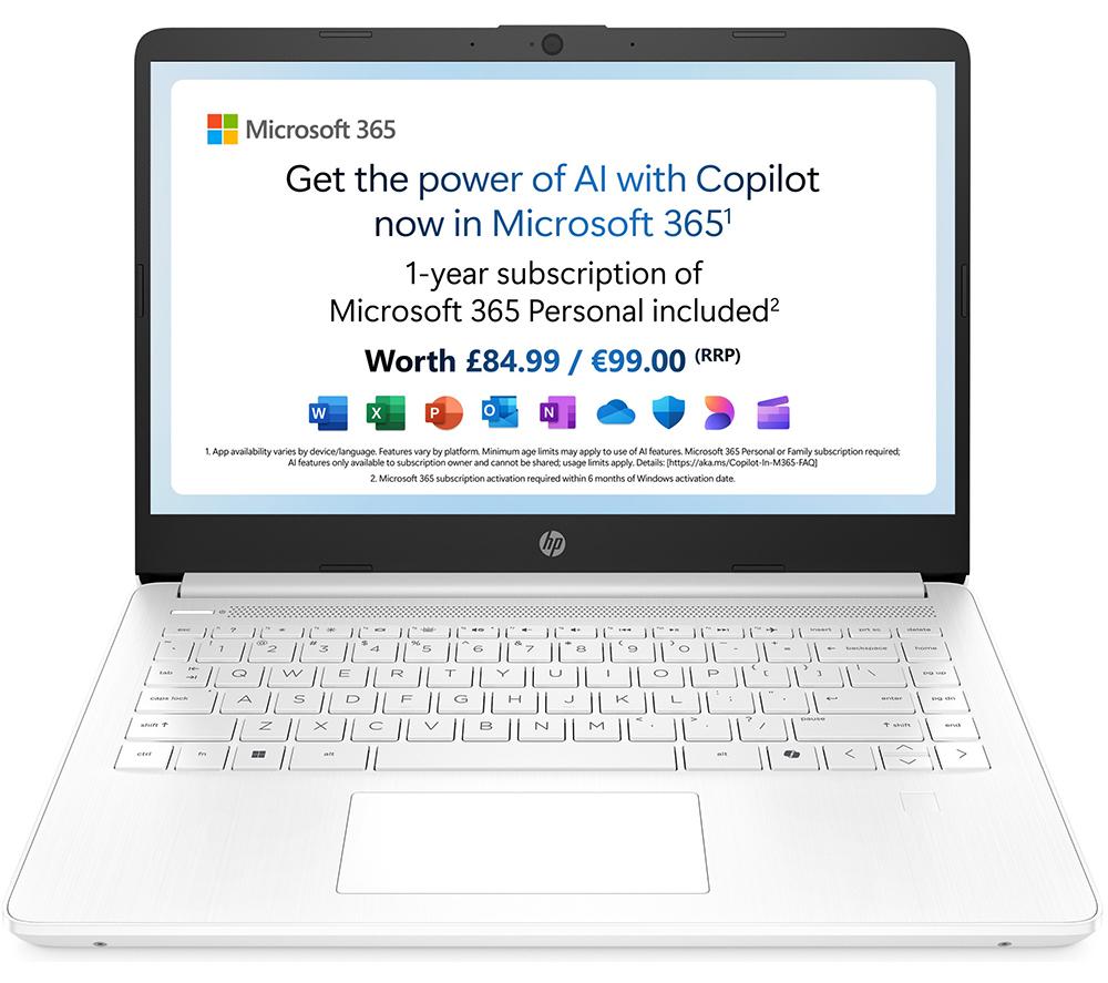 HP 14-dq6500sa 14" Laptop - Intel® N150, 128 GB UFS, White