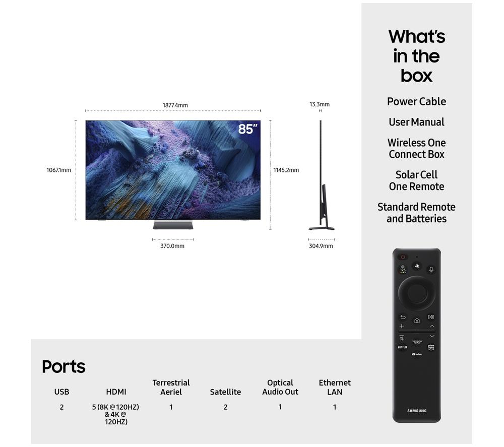 SAMSUNG QN990F 85" Neo QLED 8K Mini LED Vision AI Smart TV 2025 - QE85QN990F