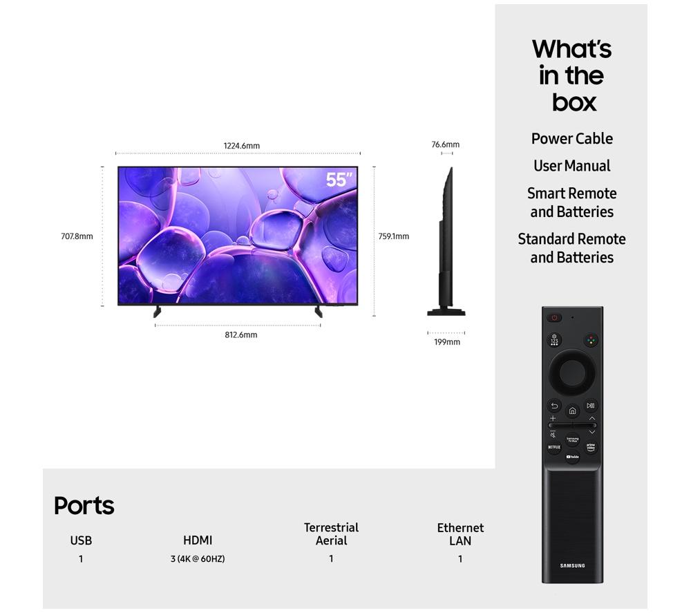 SAMSUNG U8000F 55" Crystal UHD 4K HDR Smart TV 2025 - UE55U8000F