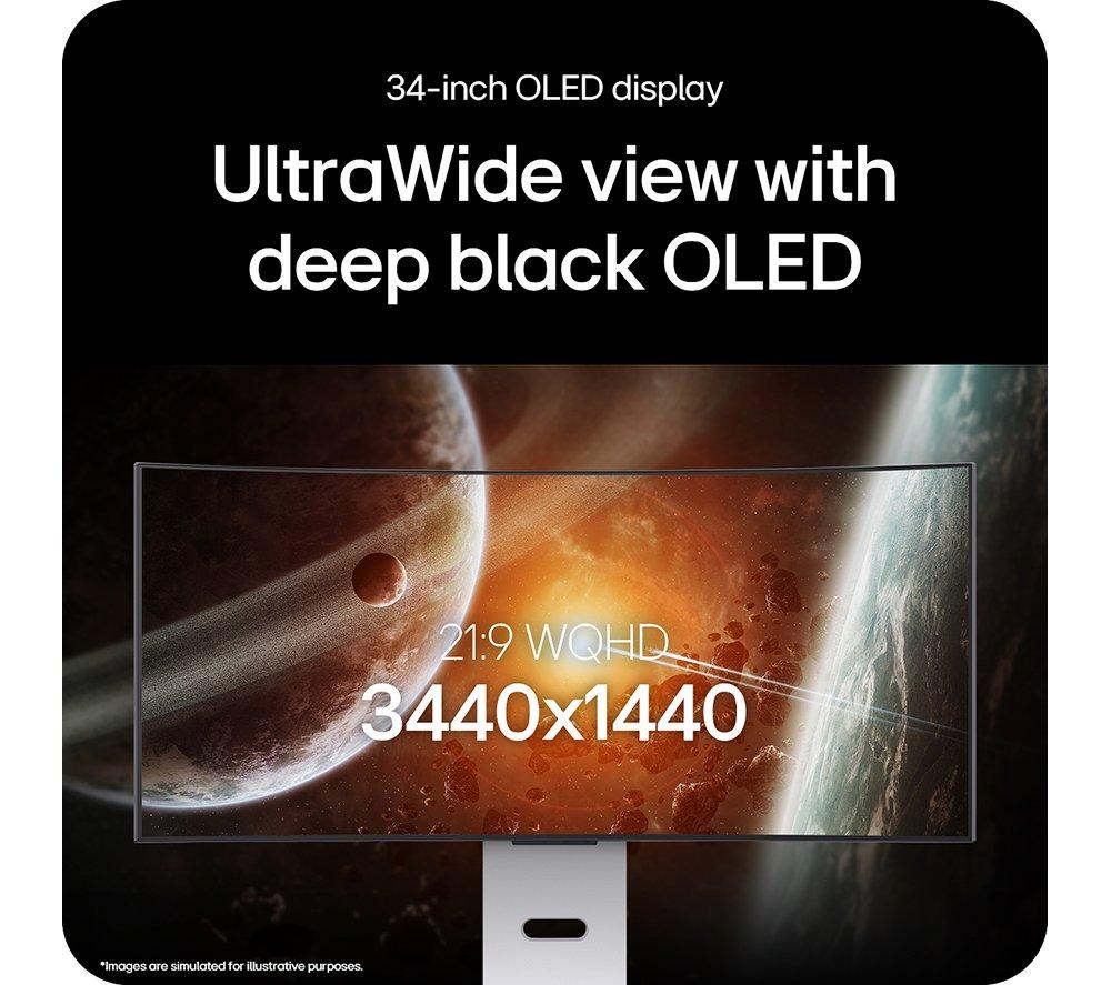 LG UltraGear GX9s 34GX90SA-W.AEK Quad HD 34" Curved OLED Smart Gaming Monitor - White