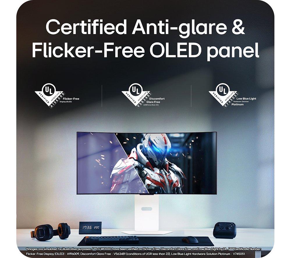 LG UltraGear GX9s 34GX90SA-W.AEK Quad HD 34" Curved OLED Smart Gaming Monitor - White