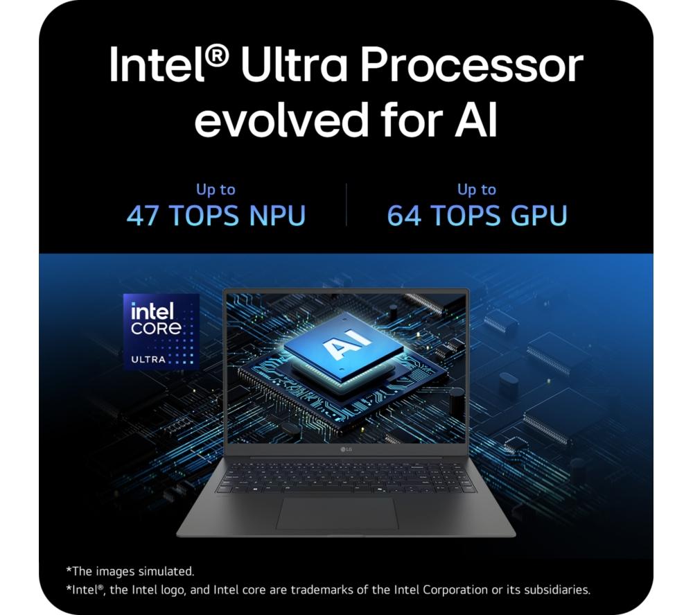 LG gram Pro 16Z90TS-G.AU89A1 16" Laptop, Copilot+ PC - Intel® Core™ Ultra 7, 1 TB SSD, Grey