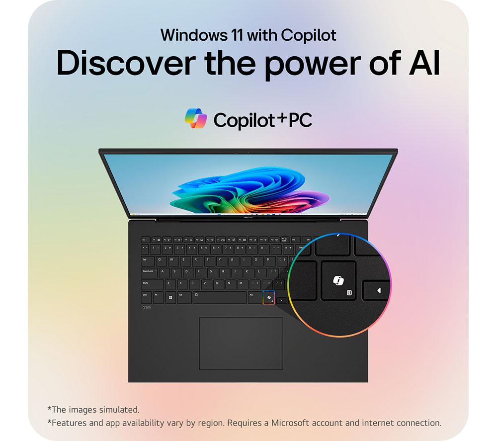 LG gram 17 17Z90TL-G.AU88A1 17" Laptop, Copilot+ PC - Intel® Core™ Ultra 7, 1 TB SSD, Black