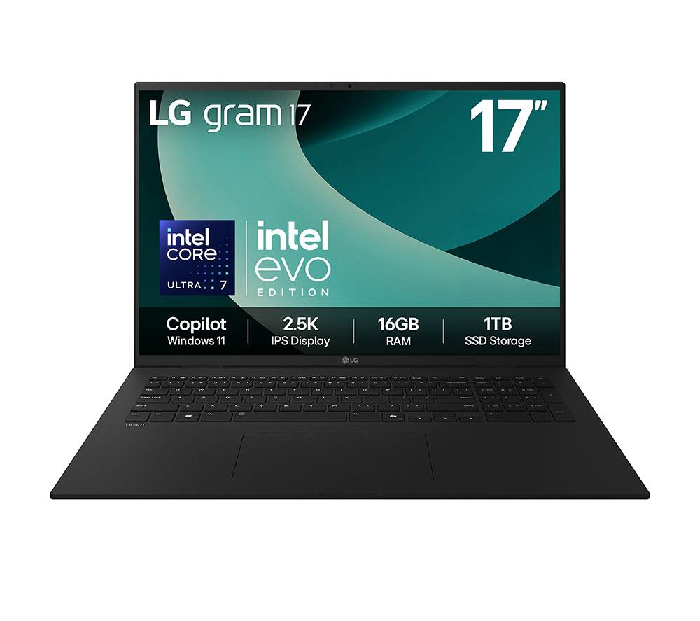 LG gram 17 17Z90T-G.AA78A1 17" Laptop, Copilot - Intel® Core™ Ultra 7, 1 TB SSD, Black
