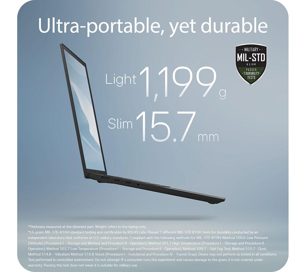 LG gram 16 16Z90T-G.AA78A1 16" Laptop, Copilot - Intel® Core™ Ultra 7, 1 TB SSD, Black
