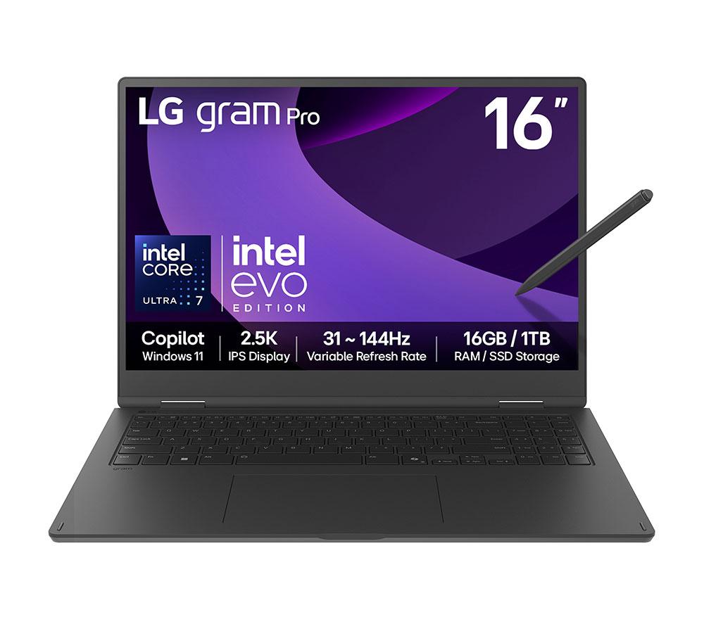 LG gram Pro 16T90TP-G.AA78A1 16" 2 in 1 Laptop - Intel® Core™ Ultra 7, 1 TB SSD, Black