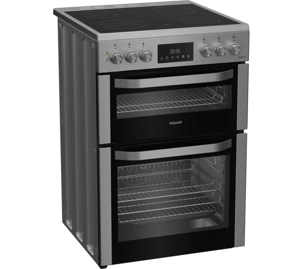 Cocina eléctrica de cerámica HOTPOINT Multiflow HDE6VDCX de 60 cm - Acero inoxidable