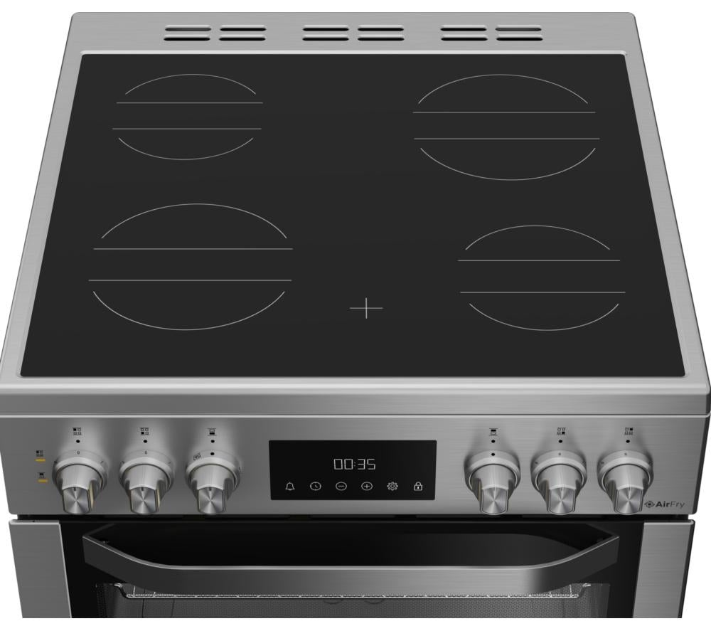 Cocina eléctrica de cerámica HOTPOINT Multiflow HDE6VDCX de 60 cm - Acero inoxidable