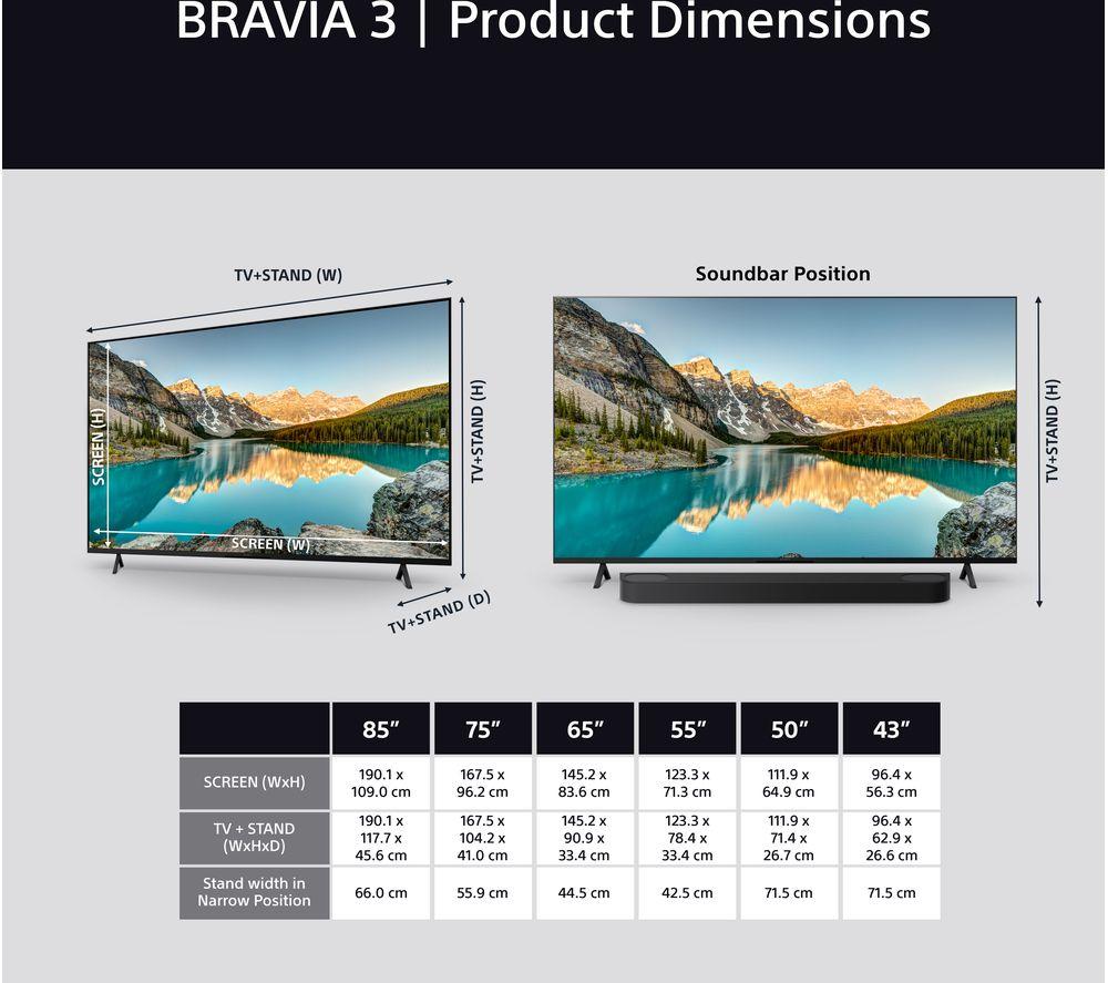 SONY BRAVIA 3 TV LED Smart 4K HDR con IA de 43" - K43S38BP