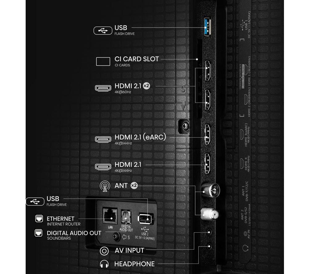 HISENSE U7Q 65" Mini LED 4K 144Hz Smart AI TV with Freely - 65U7QTUK