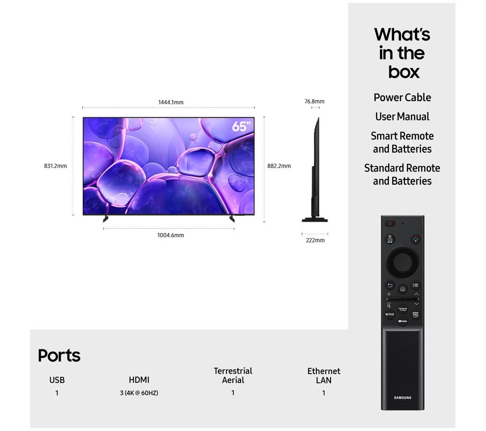 SAMSUNG U8000F 65" Crystal UHD 4K HDR Smart TV 2025 - UE65U8000F