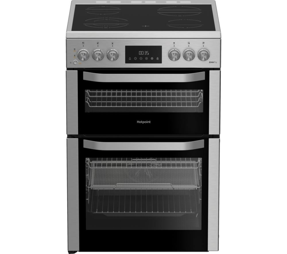 HOTPOINT Multiflow HDE6VDCASX 60 cm Electric Ceramic Cooker with Air Fry - Stainless Steel