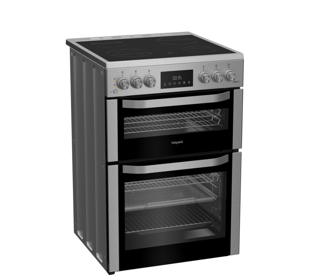 Cocina eléctrica de cerámica con freidora de aire HOTPOINT Multiflow HDE6VDCASX de 60 cm - Acero inoxidable