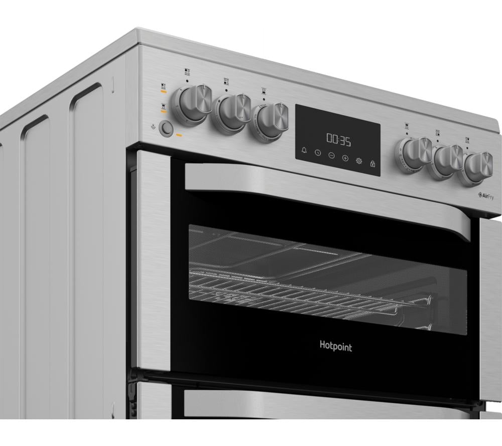 Cocina eléctrica de cerámica con freidora de aire HOTPOINT Multiflow HDE6VDCASX de 60 cm - Acero inoxidable
