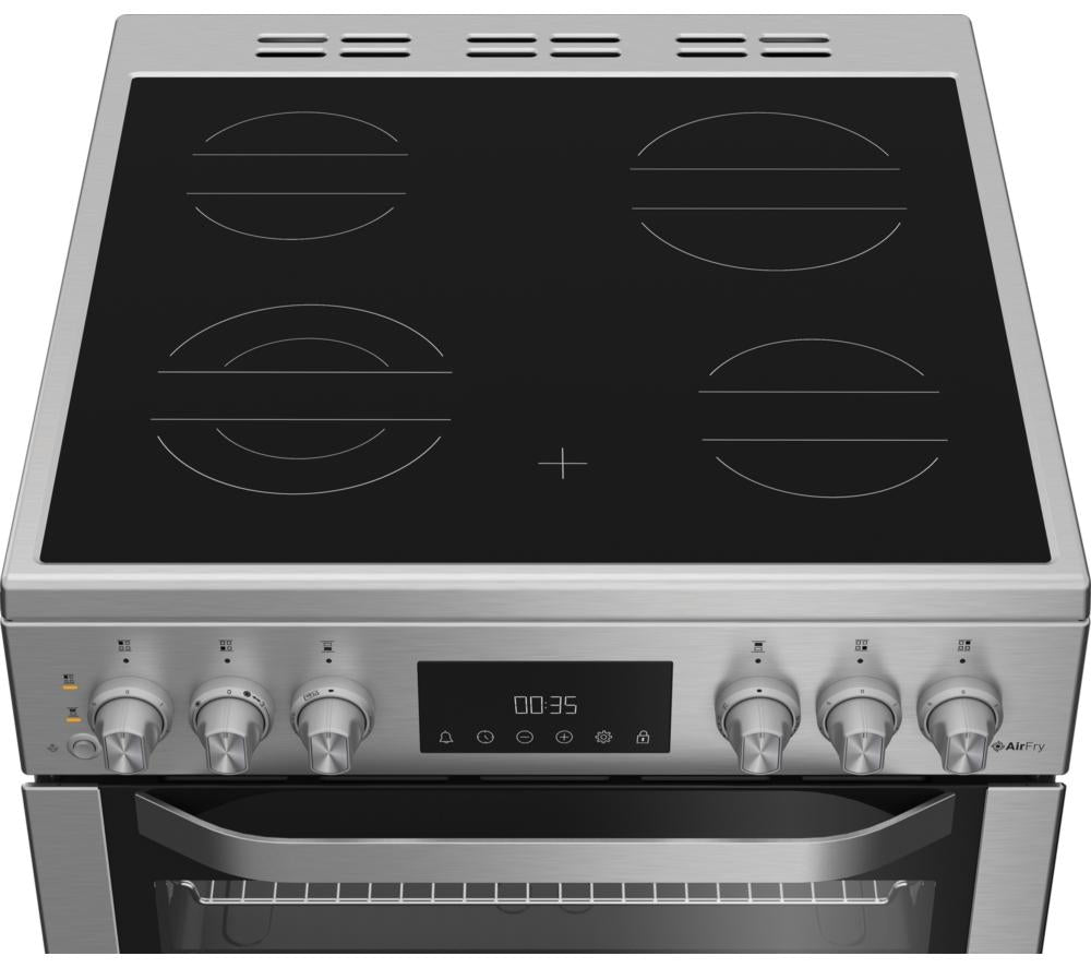 Cocina eléctrica de cerámica con freidora de aire HOTPOINT Multiflow HDE6VDCASX de 60 cm - Acero inoxidable