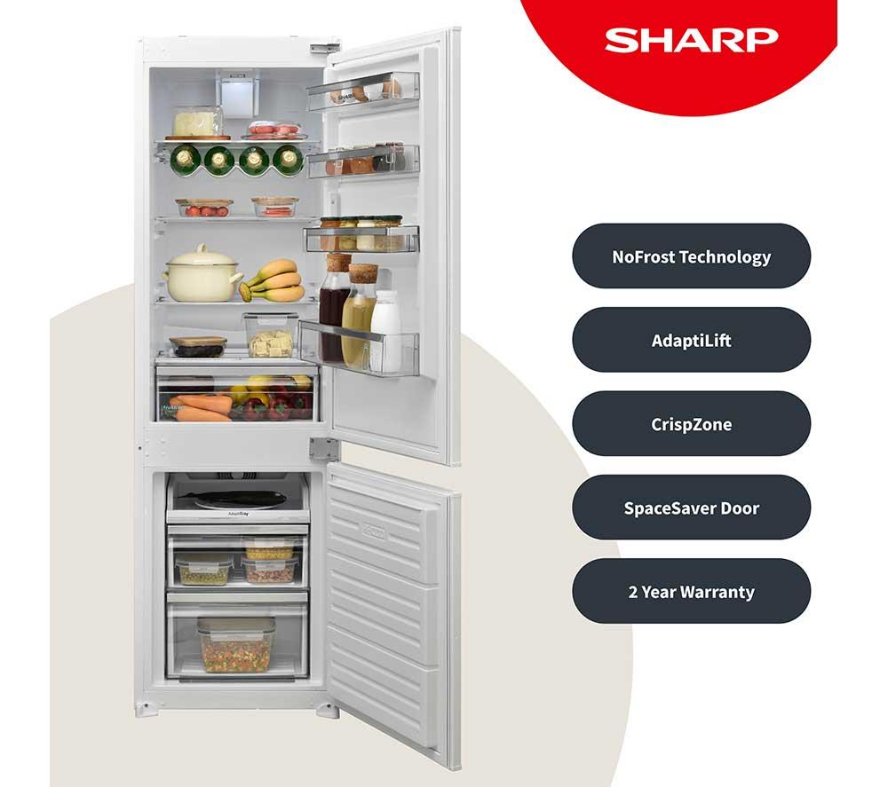SHARP SJ-BE237M01X-EN Integrated 70/30 Fridge Freezer - Sliding Hinge