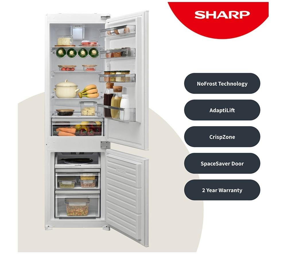 SHARP SJ-BE237M01X-EN Integrated 70/30 Fridge Freezer - Sliding Hinge