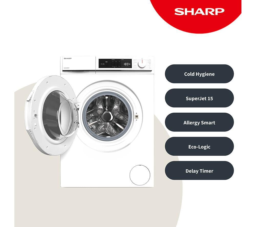 Lavadora SHARP ES-NFA814BWNA-EN 8 kg 1400 rpm - Blanca