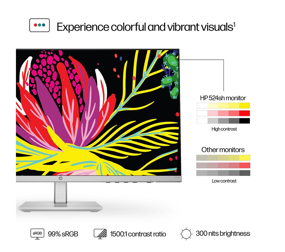 HP Series 5 524sh Full HD 24" IPS LCD Monitor - Black & Silver