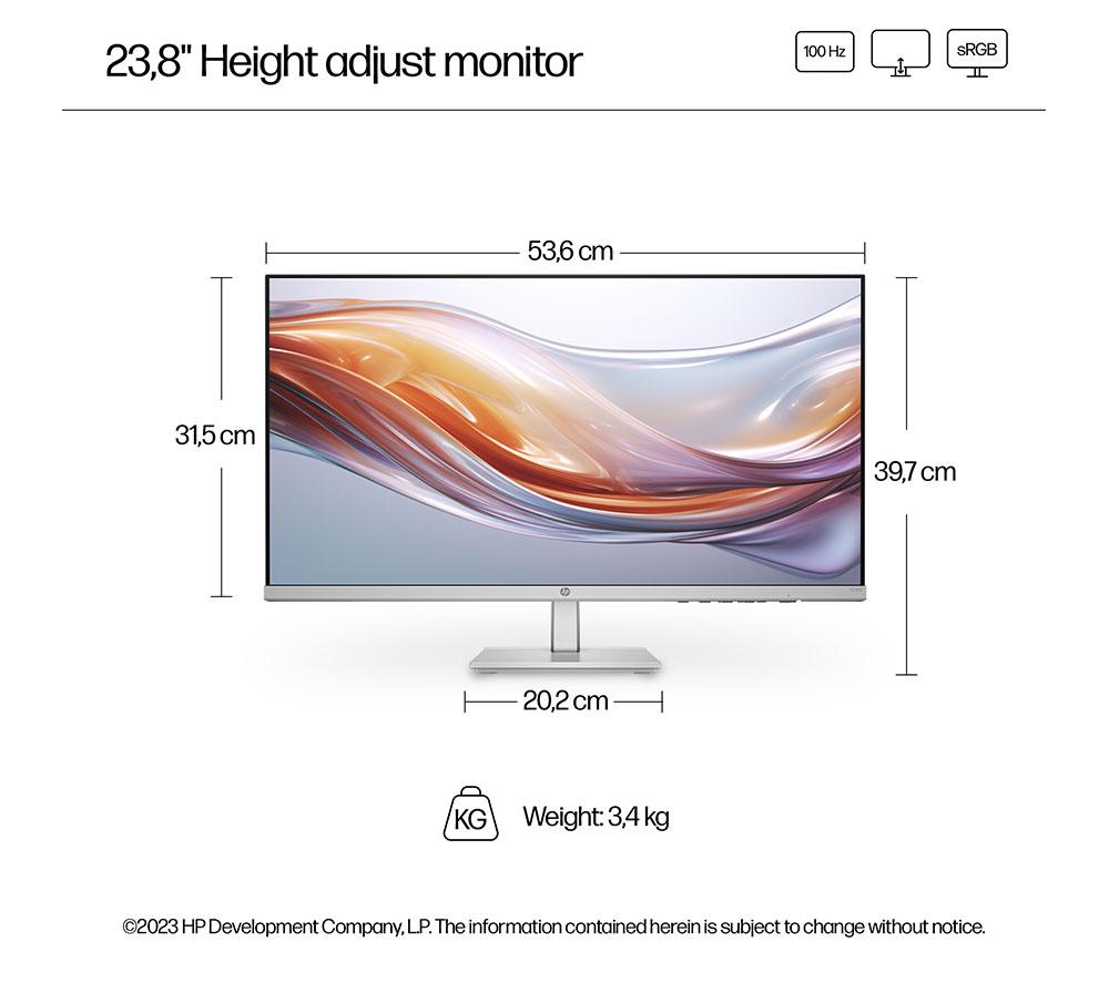 HP Series 5 524sh Full HD 24" IPS LCD Monitor - Black & Silver