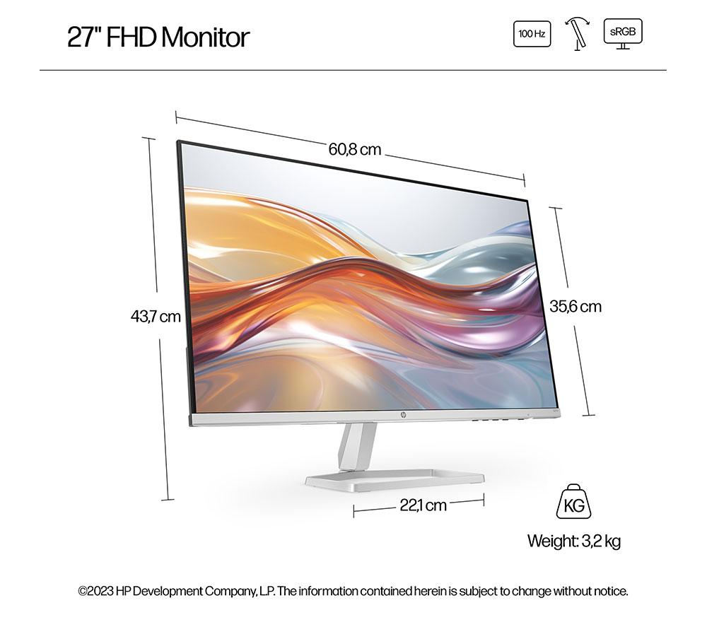 HP Series 5 527sf Full HD 27" IPS LCD Monitor - Silver