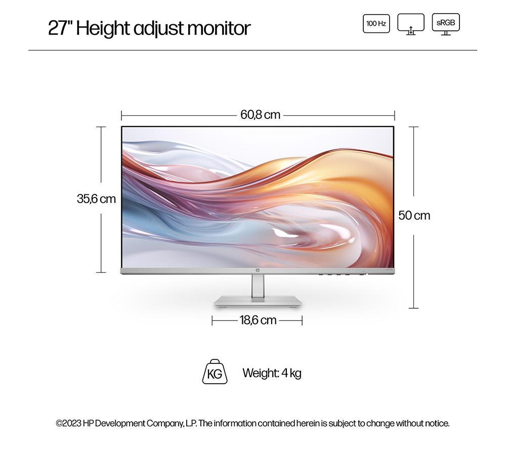 Monitor IPS LCD HP Serie 5 527sh Full HD de 27" - Negro y Plata
