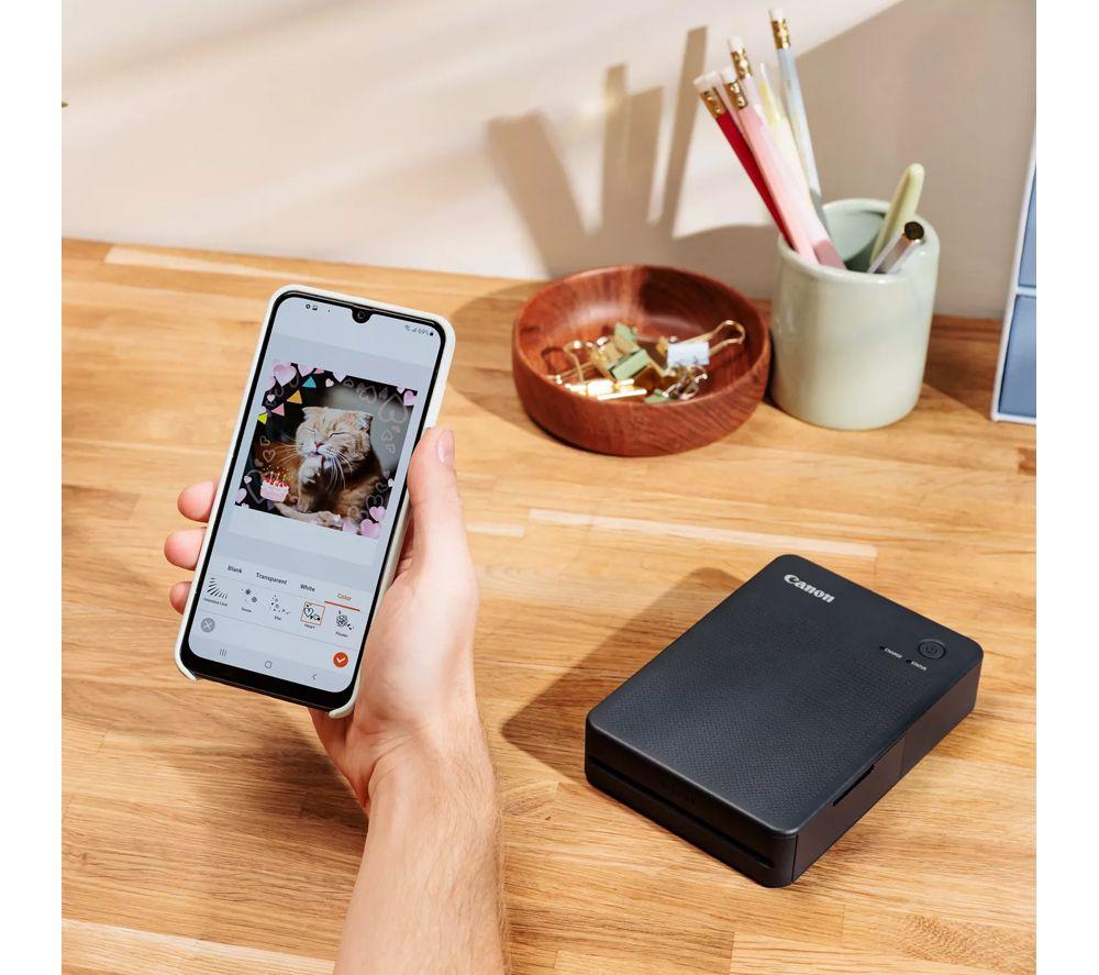 CANON SELPHY QX20 Portable Colour Photo Wireless Printer & XC-60L 54 x 85 mm Photo Paper & Ink Set - Dark Grey, 60 Sheets