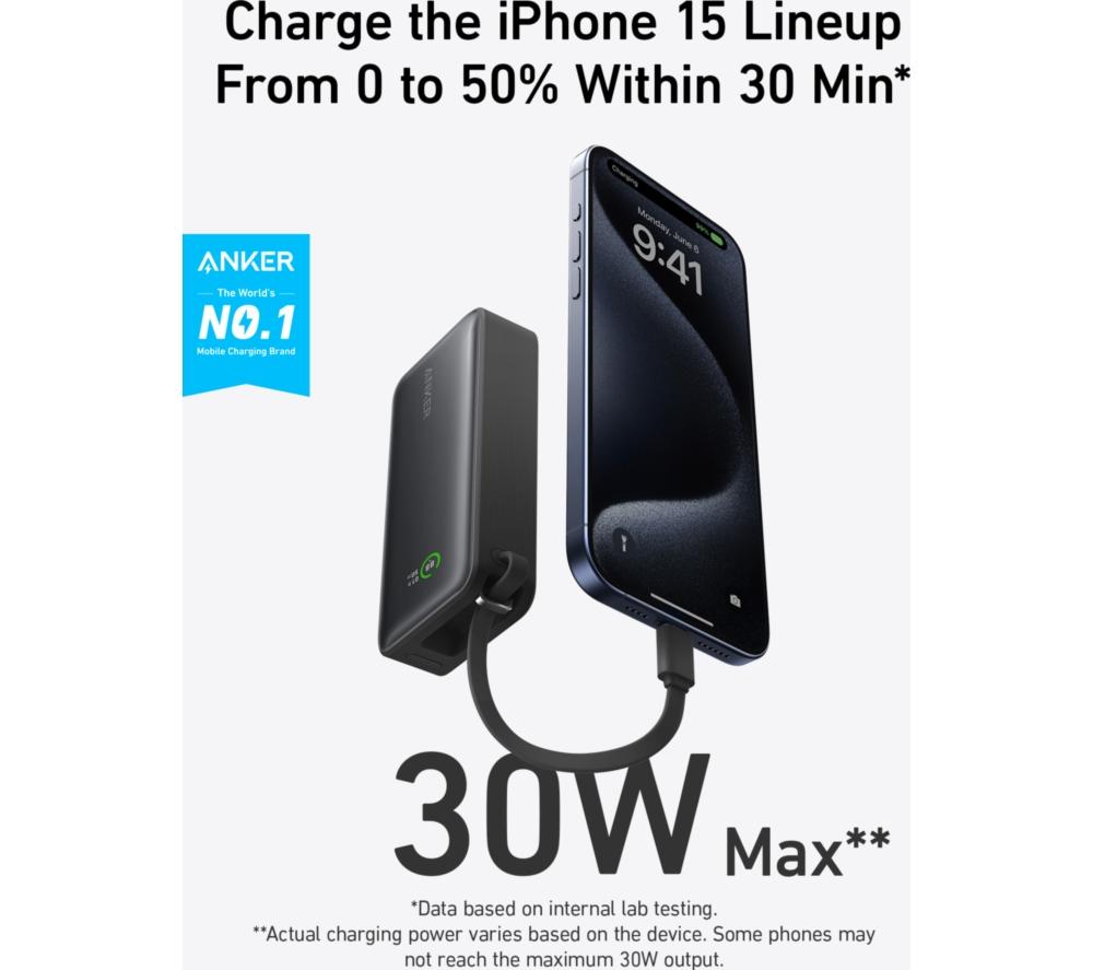 ANKER Nano 10000 mAh 30 W Portable Power Bank - Black