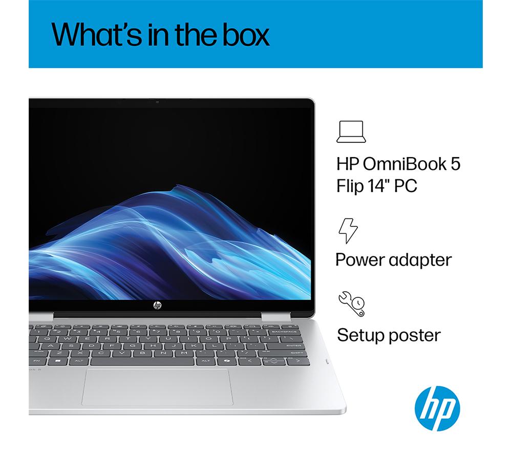 HP OmniBook 5 Flip 14" 2 in 1 Laptop - Intel® Core™ i7, 512 GB SSD, Silver