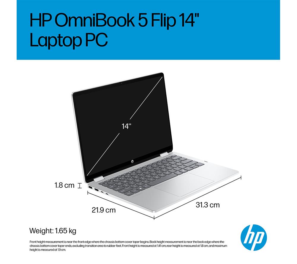 HP OmniBook 5 Flip portátil 2 en 1 de 14" - Intel® Core™ i3, SSD de 512 GB, plateado