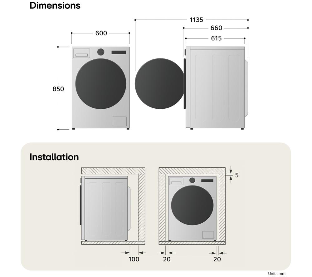 LG Series 4 AI Direct Drive F4Y513GBLN1 13 kg 1400 Spin Washing Machine - Slate Grey