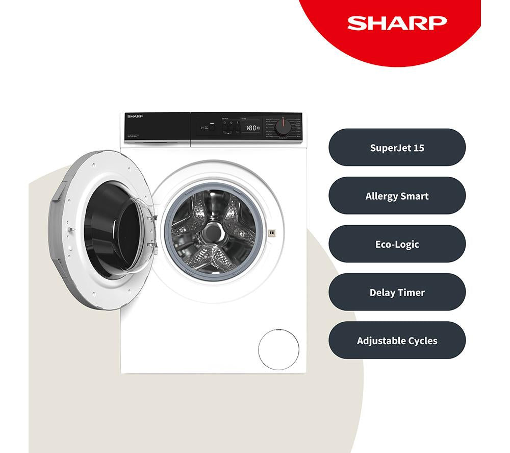 SHARP ES-NFA814BW1NA-EN Lavadora de 8 kg y 1400 rpm - Blanca