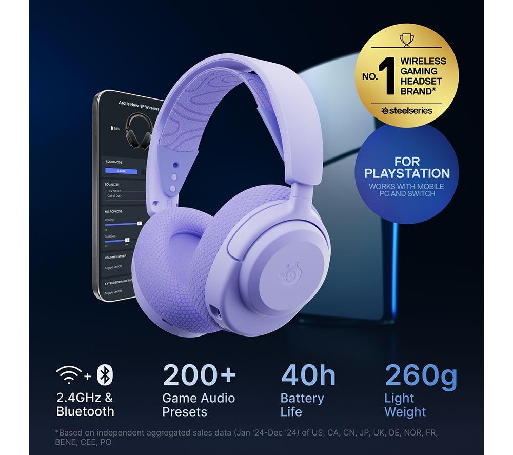 STEELSERIES Arctis Nova 3P Wireless PS5 Gaming Headset - Lavender