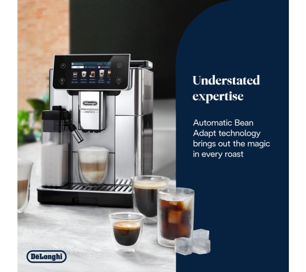 DELONGHI Prima Donna Aromatic ECAM630.75.TSM Smart Bean to Cup Coffee Machine - Silver