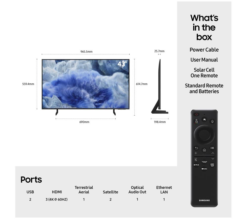 SAMSUNG Q8F 43" QLED 4K Vision AI Smart TV 2025 - QE43Q8F