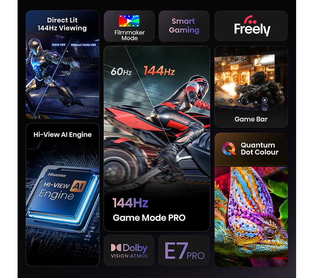 HISENSE E7Q PRO 55" QLED 4K HDR Smart TV with Freely - 55E7QTUK PRO