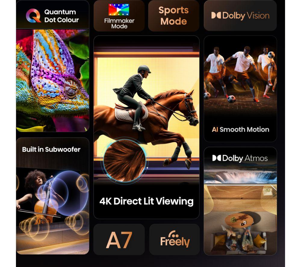 HISENSE A7Q 55" Smart TV QLED 4K con IA y Freely - 55A7QTUK