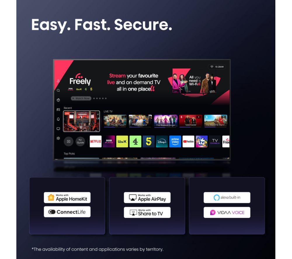 HISENSE U8Q 65" Mini LED 4K 165Hz Smart AI TV with Freely - 65U8QTUK