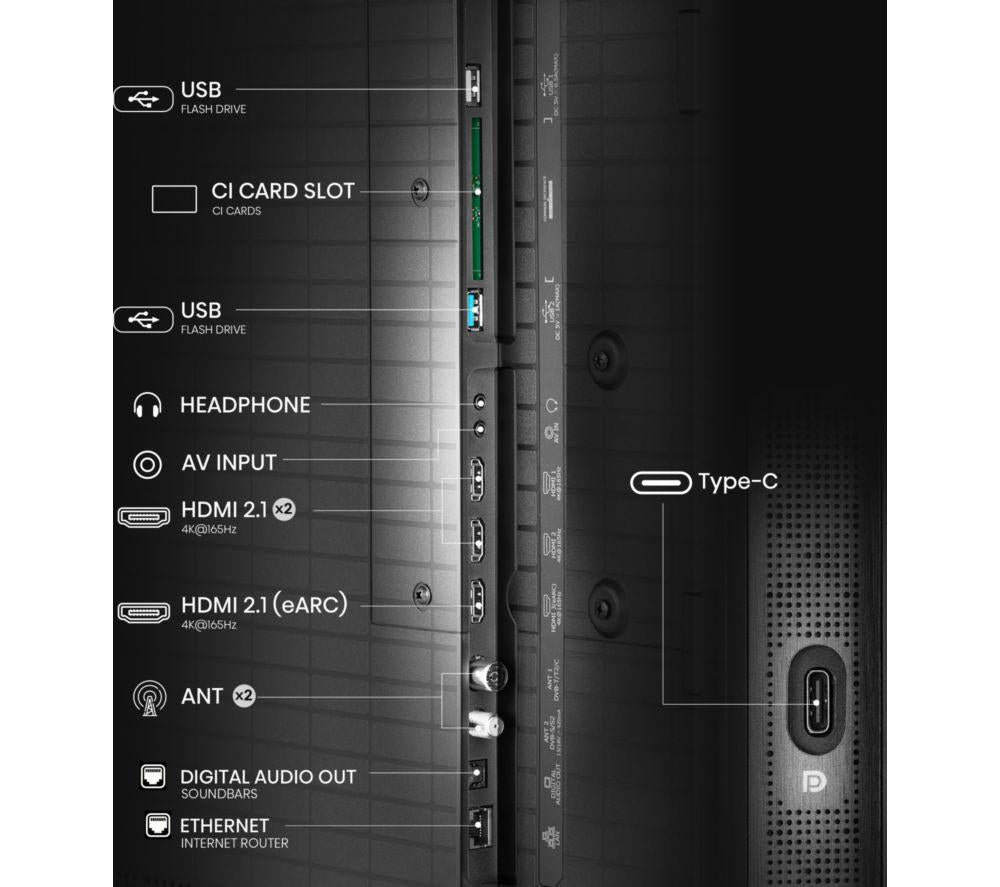 HISENSE U8Q 65" Mini LED 4K 165Hz Smart AI TV with Freely - 65U8QTUK