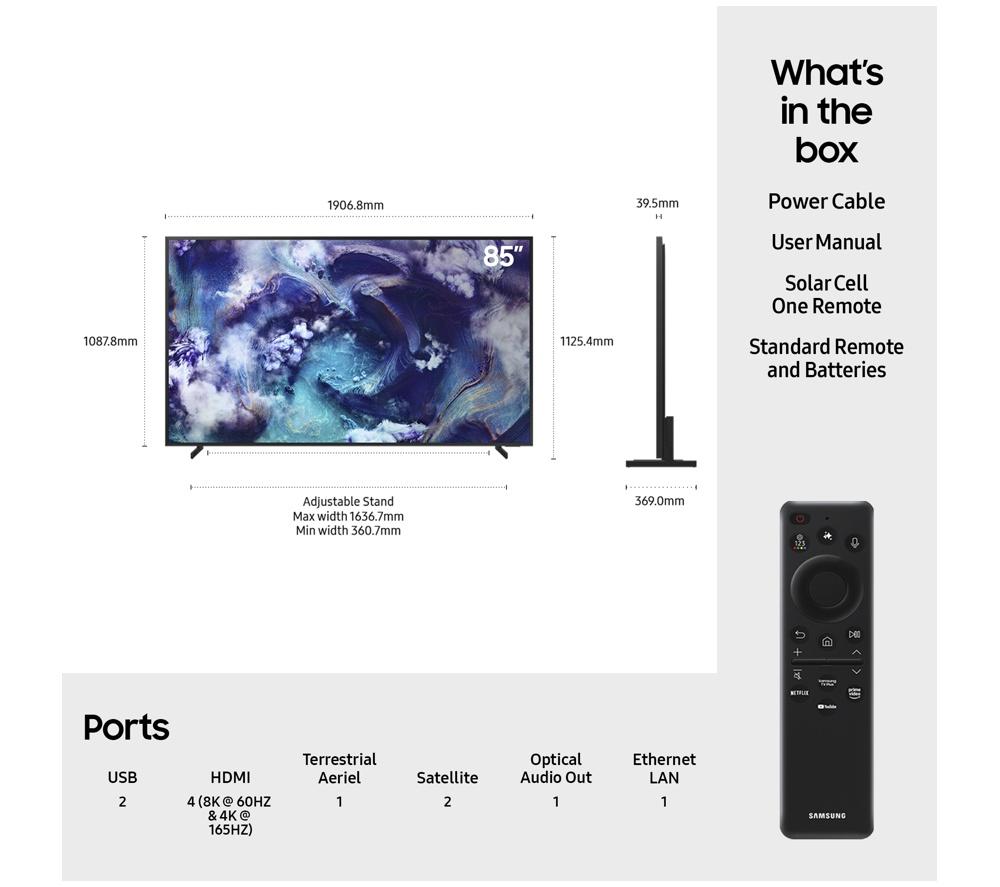 SAMSUNG QN900F Neo QLED 8K Mini LED Vision AI Smart TV de 85" 2025 - QE85QN900F