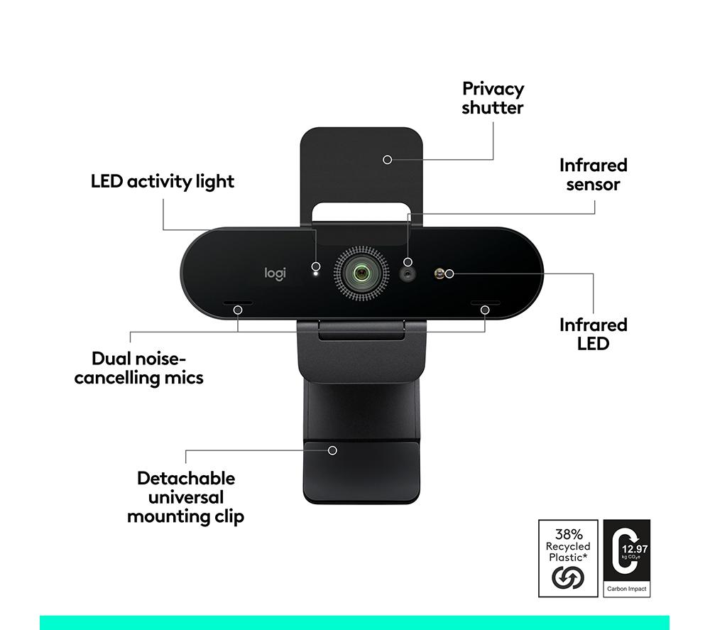 LOGITECH Brio 4K Ultra HD Webcam - Graphite